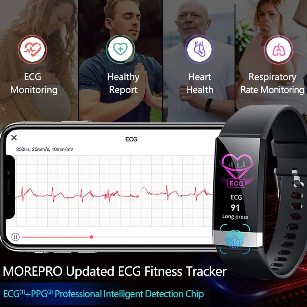 MorePro Stebėti, Žiūrėti,Vandeniui Fitness Tracker su Širdies ritmas, Kraujo Spaudimo Monitorius, Aktyvumo Seklys su padidintu Miego