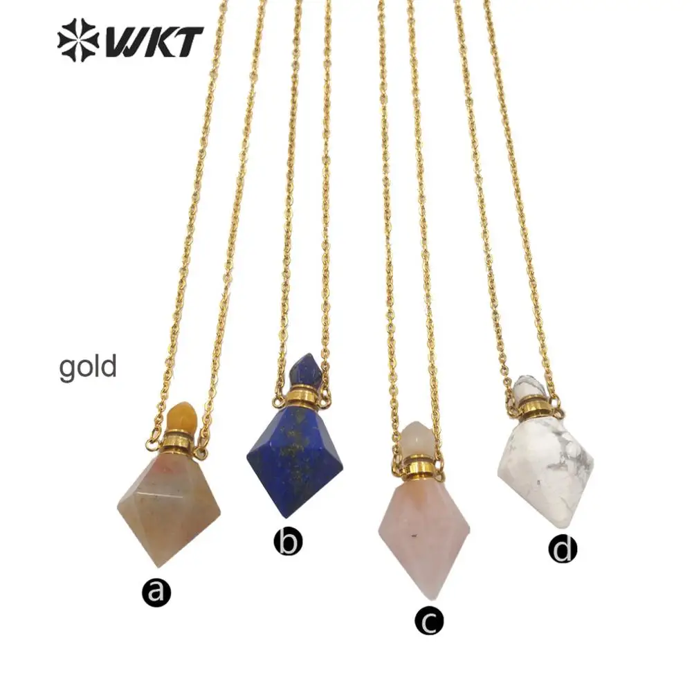 WT-N1193 Naują atvykimo mados aukso Electroplated Gyro formos akmens karoliai gražus natūralaus akmens kvepalų buteliuko karoliai
