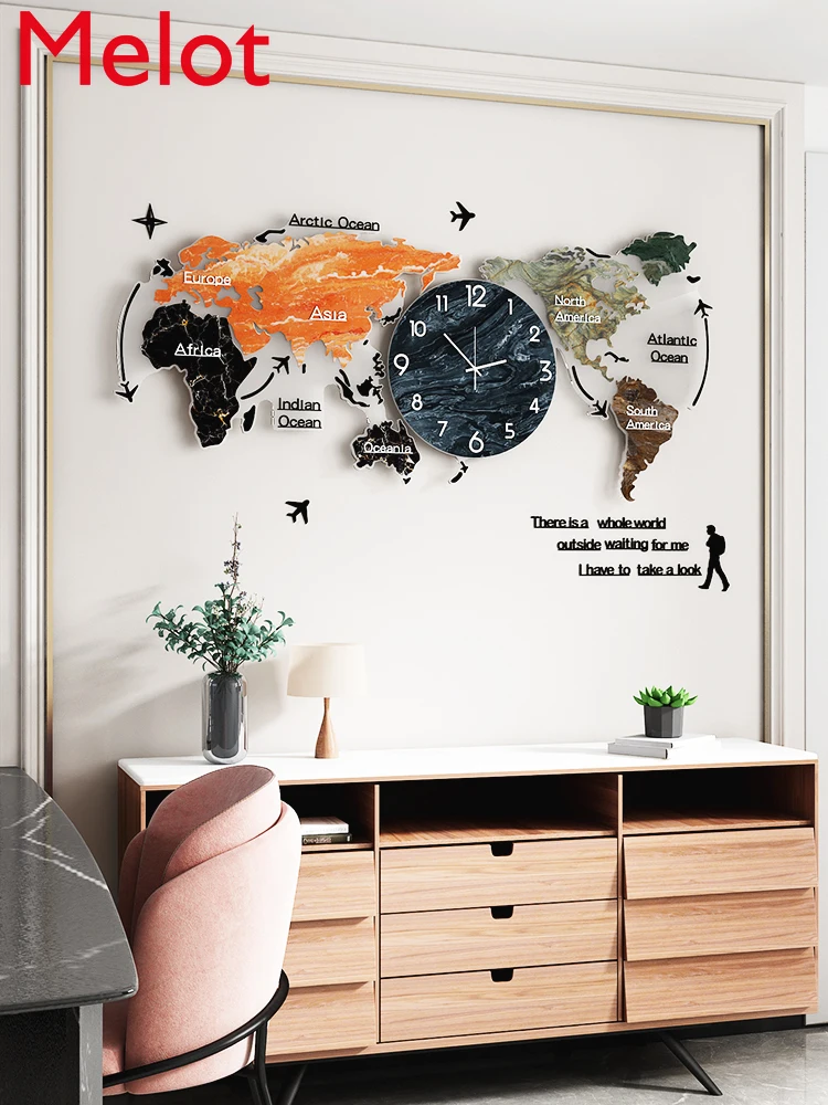 Šiuolaikinės Paprastas Laikrodis Sieninis Laikrodis Kambarį Kūrybos Pasaulio Žemėlapyje Mados Namų Sienos Žiūrėti Nordic Už Prieinamą Kainą Prabangus Sieninis Laikrodis