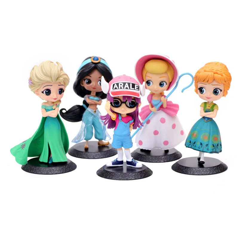 Disney princesė Q Posket Bo Peep Anna Aisha Arale Originalus Princesės duomenys užšaldyti Žaislai, Lėlės PVC Duomenys žaislai vaikams