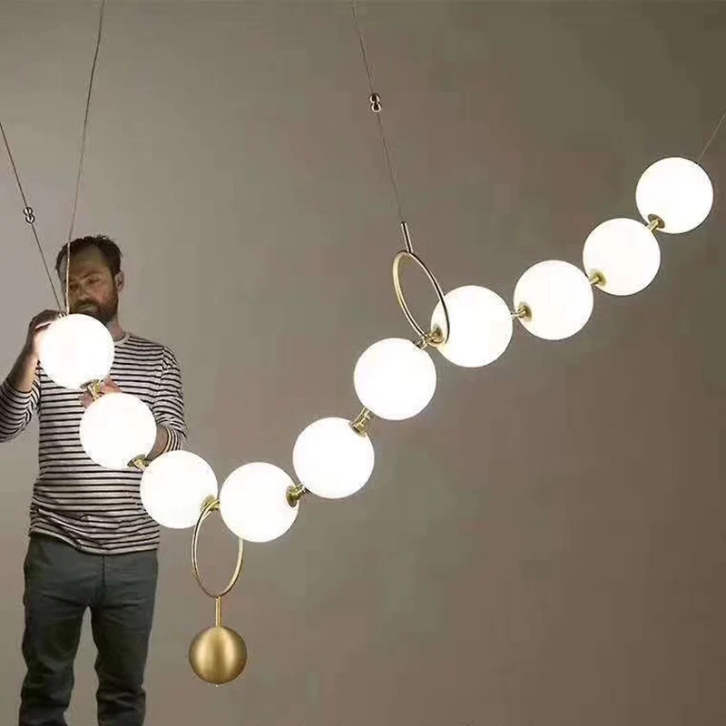 Prabangus Paprastumas Perlų Vėrinį Fojė Liustra Stiklo Meno LightsLiving Kambarys Modelio Salonas Salė Asmenybės Burbulas Lempos