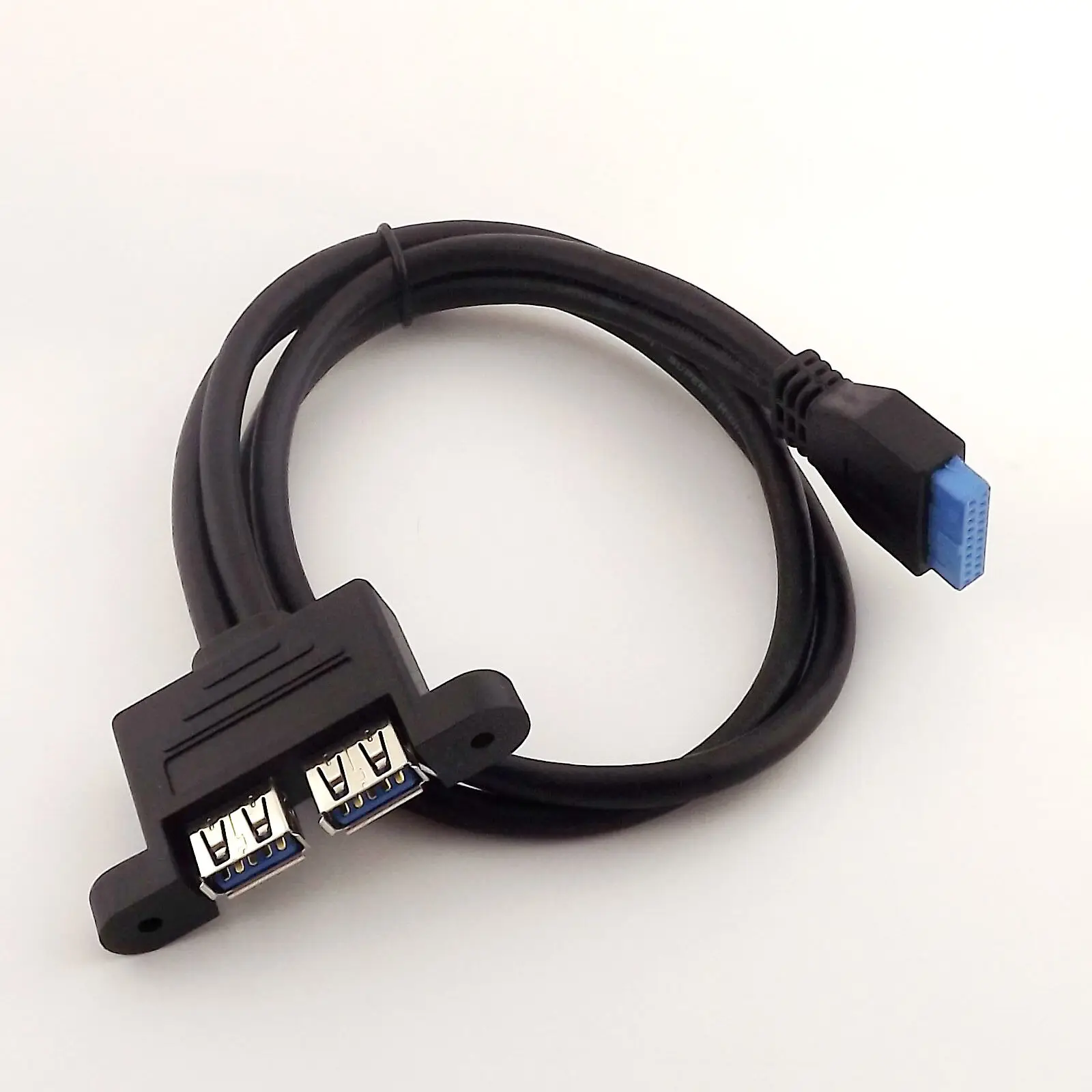 1pcs Dual Port USB 3.0 Moterų Varžtas Kalno 20Pin Antraštė Plokštė Adapterio Kabelį 50cm