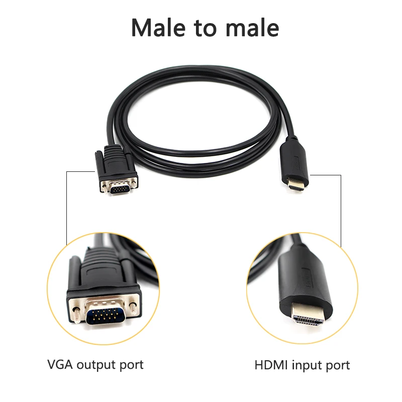 HDMI į VGA Kabelis Vyrų hdmi2vga Konverteris Adapteris dekoderis hdmi-vga 1080P Suderinamą Nešiojamąjį KOMPIUTERĮ Projektorius HDTV PS4 Chromebook 