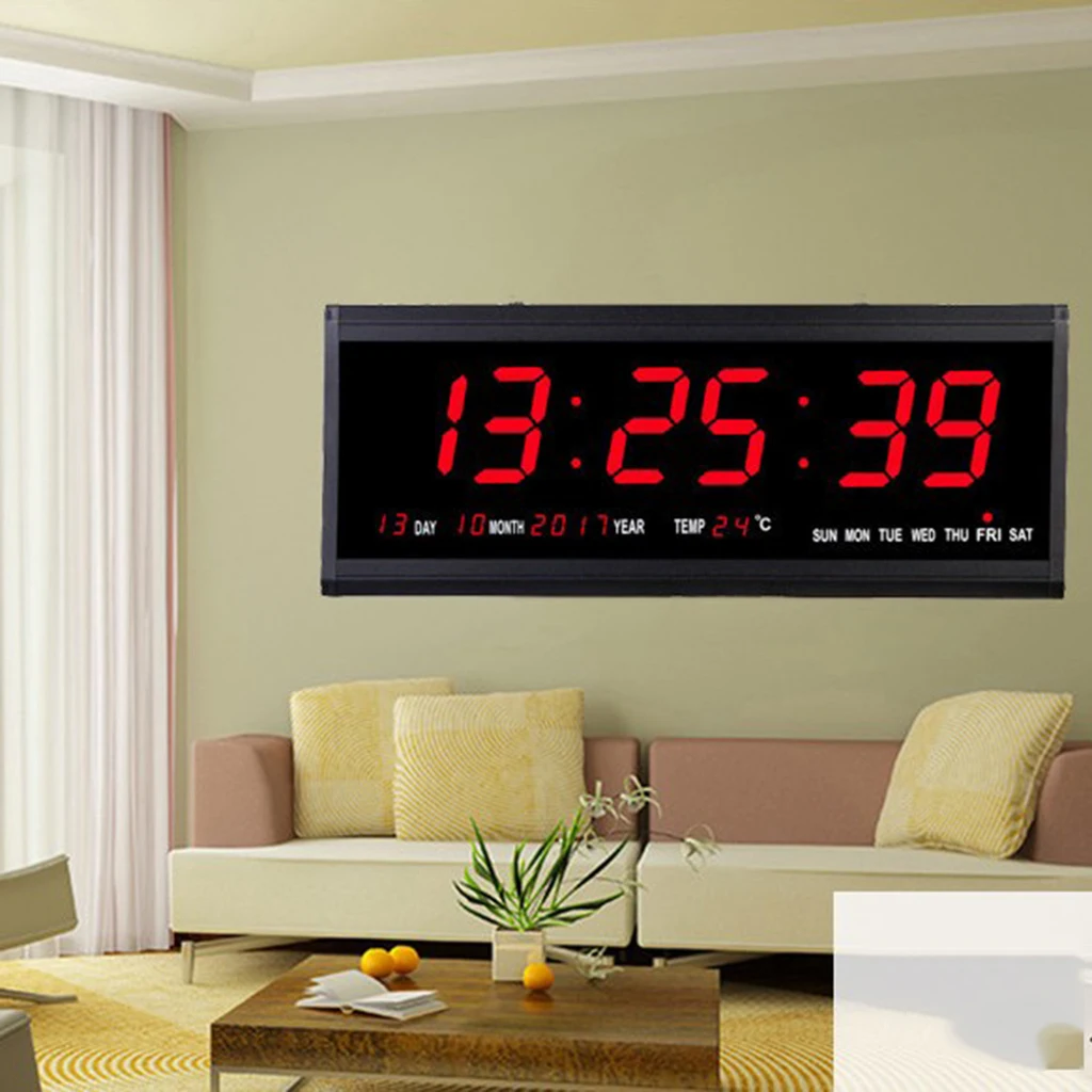 Skaitmeninis Sieninis Laikrodis LED Laiko Kalendorius Temperatūros Elektros Žadintuvas ES