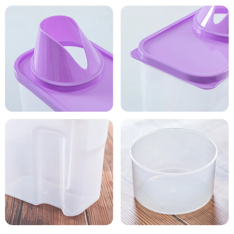 Plastikiniai skalbimo miltelių laikymo dėžutė Matavimo puodelis skaidraus, kuriems skalbimo bakas, virtuvė, ryžiai, sausi maisto bakas mx7111743