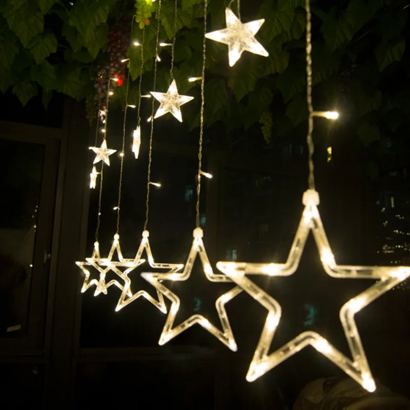 ES Kištukas AC 220V Atostogų Apšvietimas LED Pasakų žibintai Star Užuolaidų String luminarias Girliandą Apdailos Kalėdų Vestuvių Šviesos