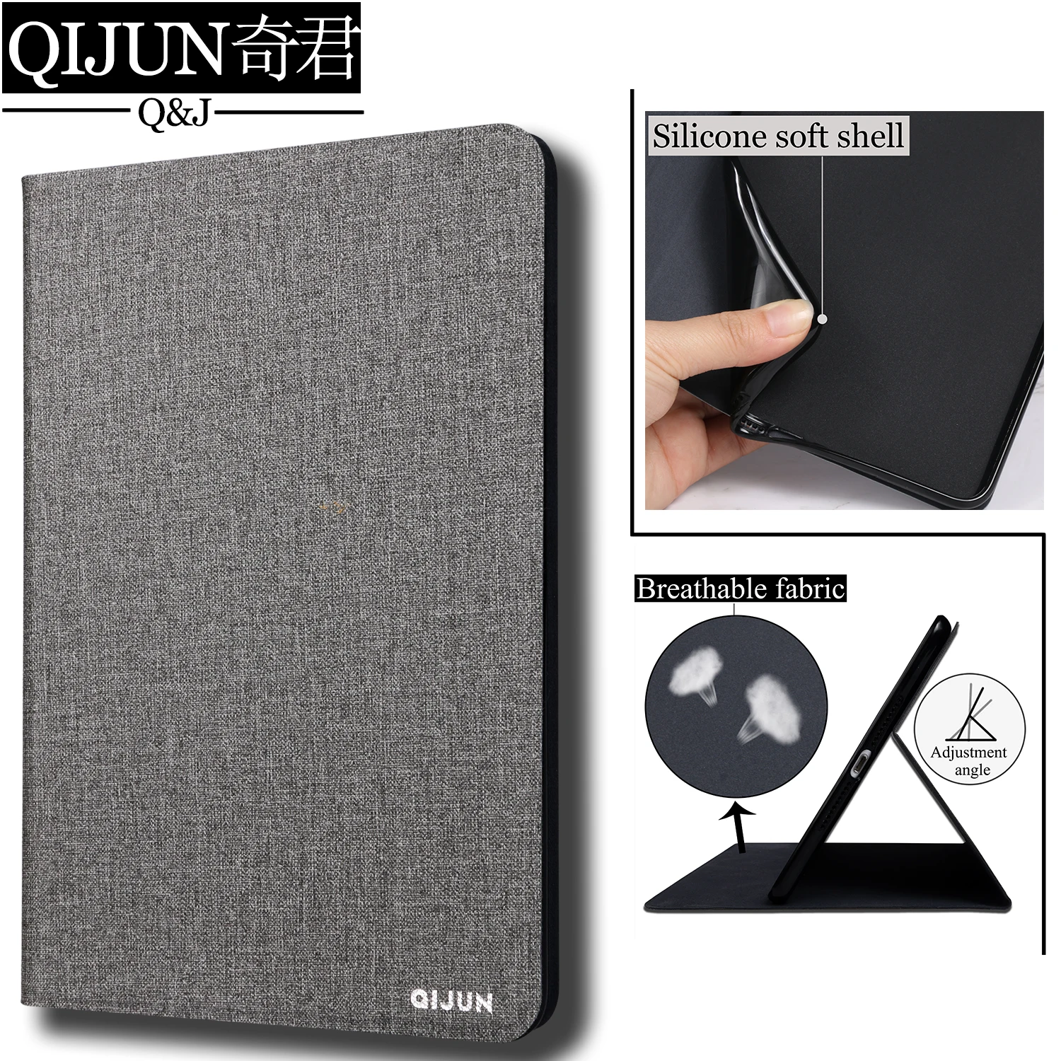 QIJUN tablet flip case for Apple ipad 2 Oro 9.7 colių apsaugos Stovėti Padengti Silikono soft shell fundas rubisafe už Air2 A1566 A1567