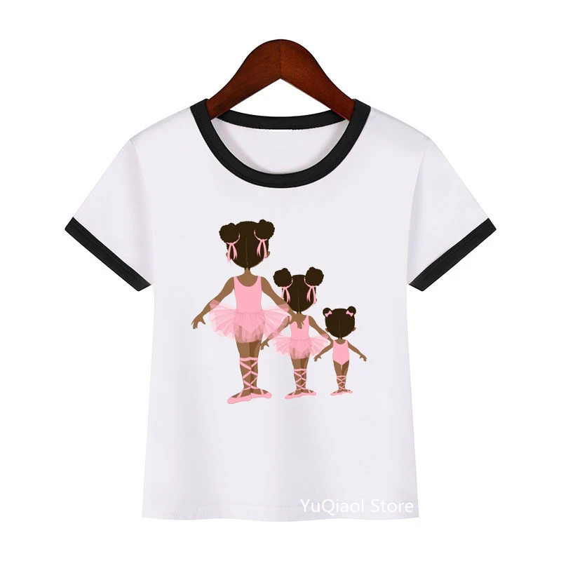 Mielas Mažai Melanino, Baleto Šokėjai Atspausdinta Marškinėliai Vaikams Žiemos 2020 Linksmų Kalėdų Marškinėlius Black Girl Magic T-Shirt Vaikai Viršų