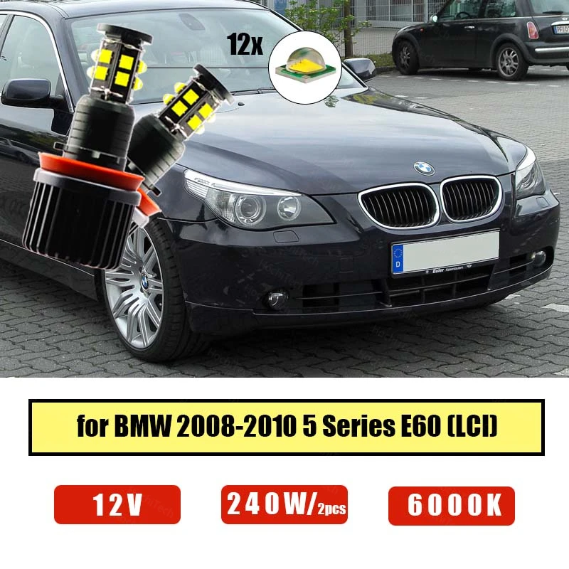 Baltos spalvos Itin Ryškios Nemokamai Klaida 6000K LED Lemputė h8/h11 LED Angel Eyes Marker BMW 2008-2010 m. 5 Serija E60 (IGS) 240W
