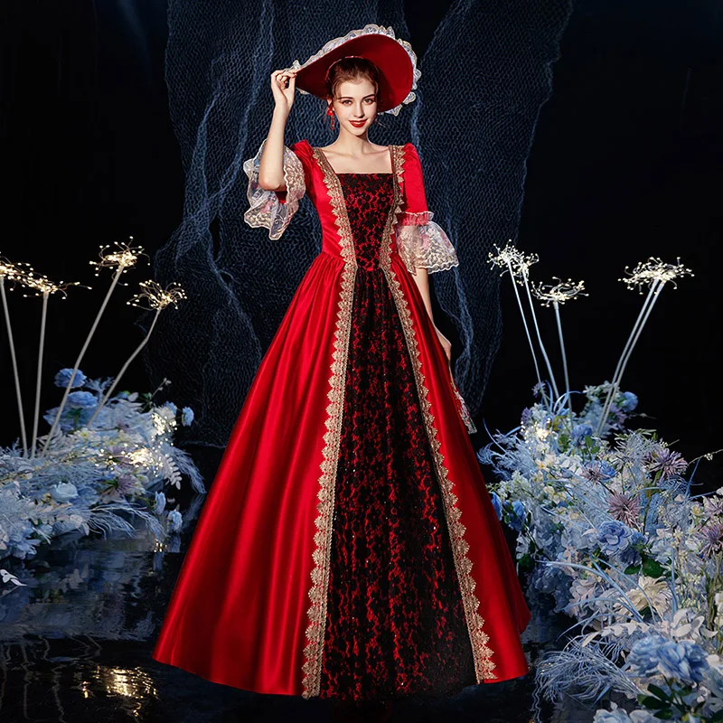Gali būti Pritaikytas 2020 Kalėdų Raudona ir Juoda Veiklos Šalis Suknelė Dramos Scenoje Rodyti Karalienės Kostiumas
