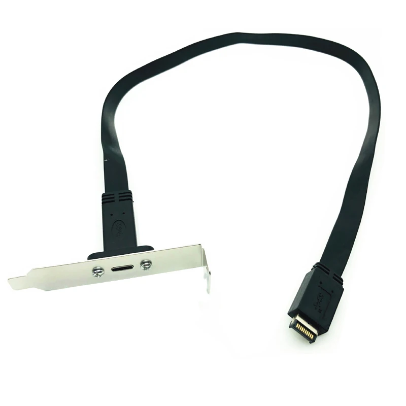 50cm USB 3.1 Priekinis Skydelis Antraštės Tipas-E, USB-C C Tipo Female Jungtis Išplėtimo Vielos Kabelis +Panel Mount Varžtas E Tipo Jungtis