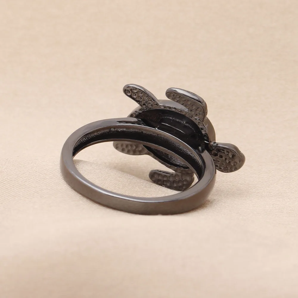 Vnfuru Vėžlio Žiedai lady Black Ugnies Opalas Žiedas Papuošalai Karštos Moterys Gyvūnų Papuošalai piršto dovana Royal Uždarus Jūros Vėžlių Žiedas
