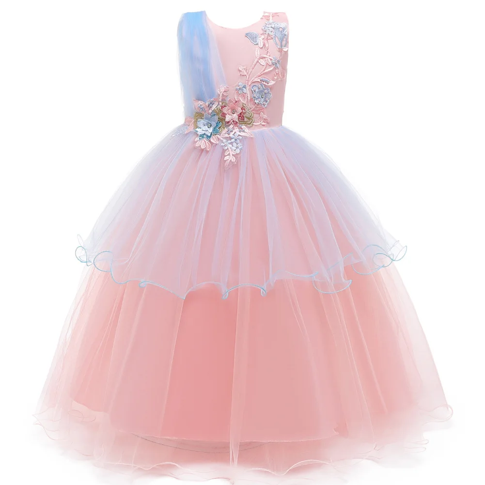 Mergaičių Princesė Sijonas Podiumo vakarinę Suknelę Mergina Ilgai Burbulas Sijonas Žiemos Dress Helovinas Dress Gėlių Mergaitės Suknelė