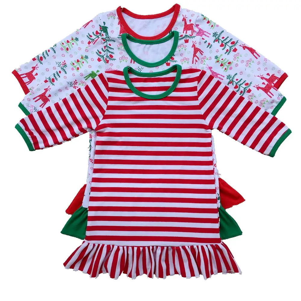 Merginos Kalėdų Pižamą Pynimas Suknelė Merginos Kalėdų Pižama, Raudona Ir Balta Juostele asmeninį užsakymą pradinio monograma Suknelė