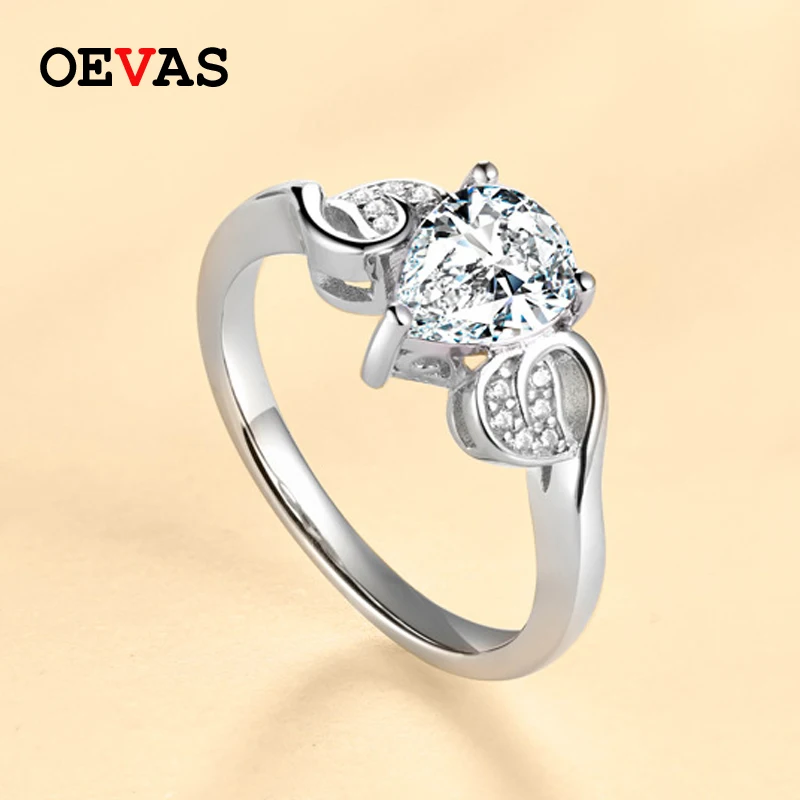OEVAS 925 Sterlingas Sidabro Vestuviniai Žiedai Moterims Putojantis 6*8mm Vandens Lašas yra didelių Anglies Diamond Vestuvės Fine Jewelry