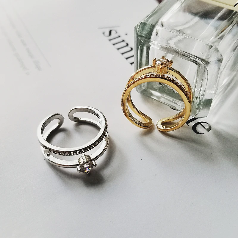 Sidabro/aukso spalvos AAA kubinis cirkonis reguliuojamas atidaryti mados pažadas žiedai moterų meilės šalies moterų anel piršto papuošalai R4679