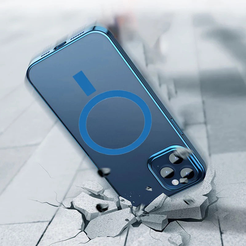Magnetinio Telefono Dėklas Skirtas IPhone 12 Mini Pro Max Atveju Skaidrus Apsauginis Galinis Dangtelis Galvanizavimo Magnetinio Siurbimo Telefono Dėklas