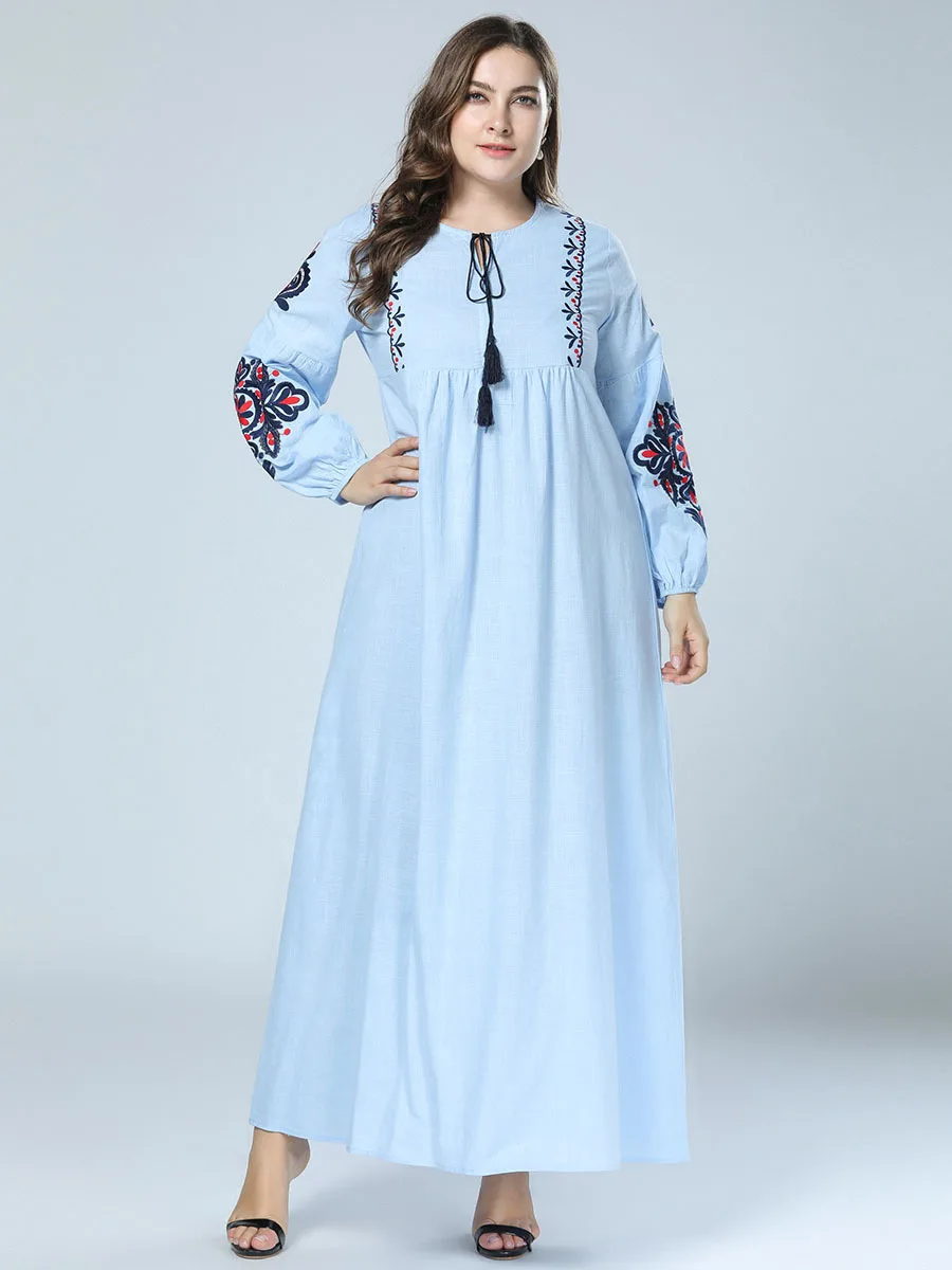 2020 M. Pavasarį, Rudenį Moterys Ilga Suknelė Siuvinėjimo Gėlių Kulkšnies Ilgis Suknelė Kutas Dizaino Drabužių, Apsiaustą Kaftan Maroko