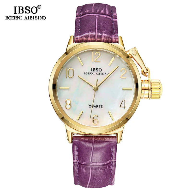 IBSO Prekės Aukštos Kokybės Moterų Klasikinio Kvarco Žiūrėti natūralios Odos Dirželis Laikrodžiai Moterų Riešo Laikrodis Montre Femme