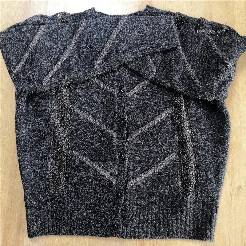 2020 m. Pavasarį Naujas moheros Moterų megzti megztinis ponios Single-breasted sluoksniuotos rankovėmis trikotažas kailis purus moterų outwear viršų