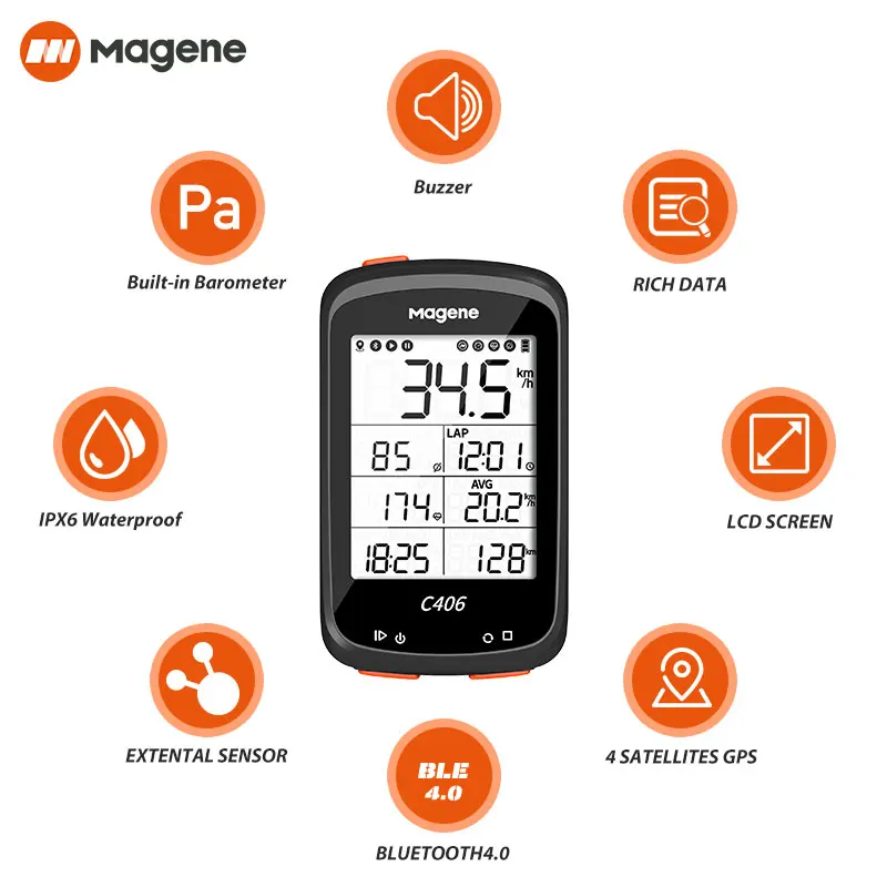 Magene C406 Dviračio Kompiuteris GPS Belaidžio Smart Spidometras Kelių MTB Dviračių Monito Stopwatchring 