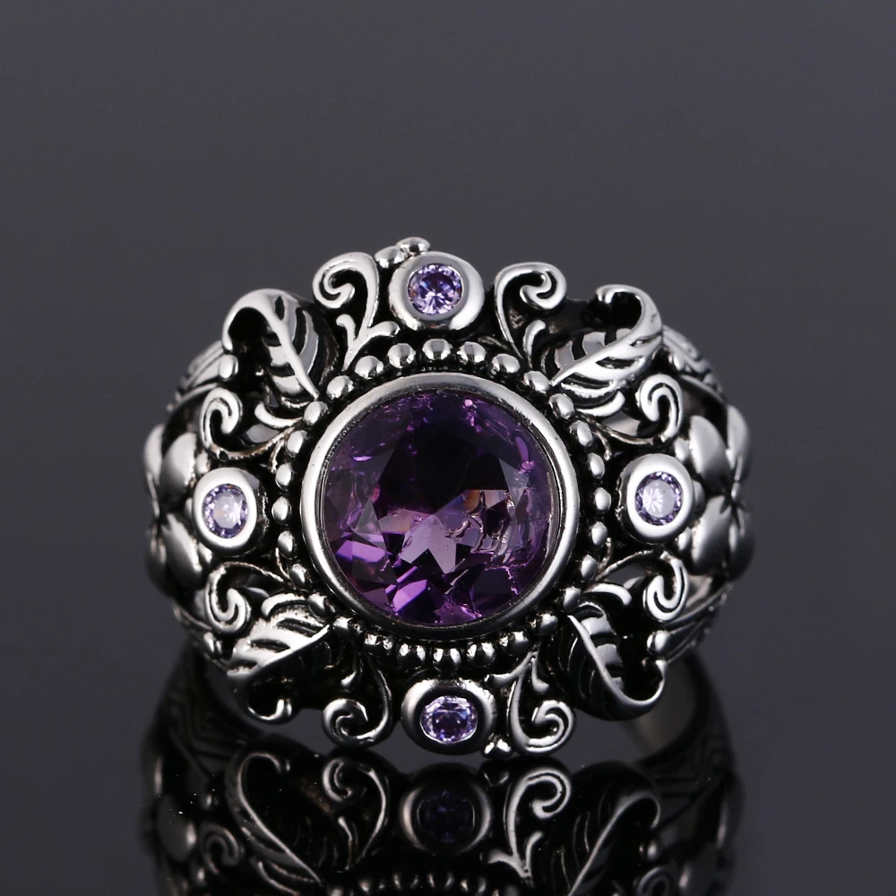 Derliaus 925 Sterlingas Sidabro Papuošalai Sukurta Violetinis Ametistas Brangakmenio Žiedai, Moterų, Vyrų Jubiliejų Dovana
