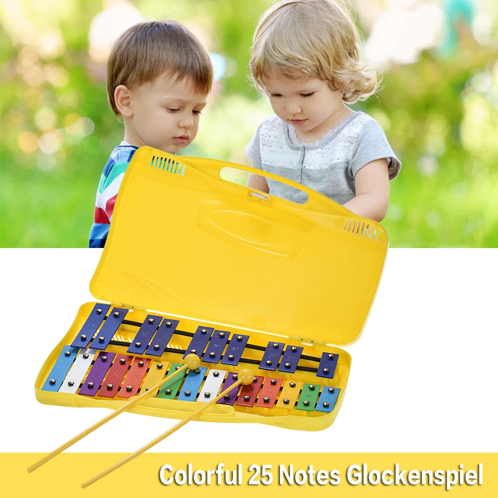 Spalvinga 25 Pažymi, Glockenspiel Kselofonu Mušamųjų Ritmas, Muzikos instrumentų Žaislas su 2 Mallets Nešiojamą Atveju, jei Kūdikių Vaikams