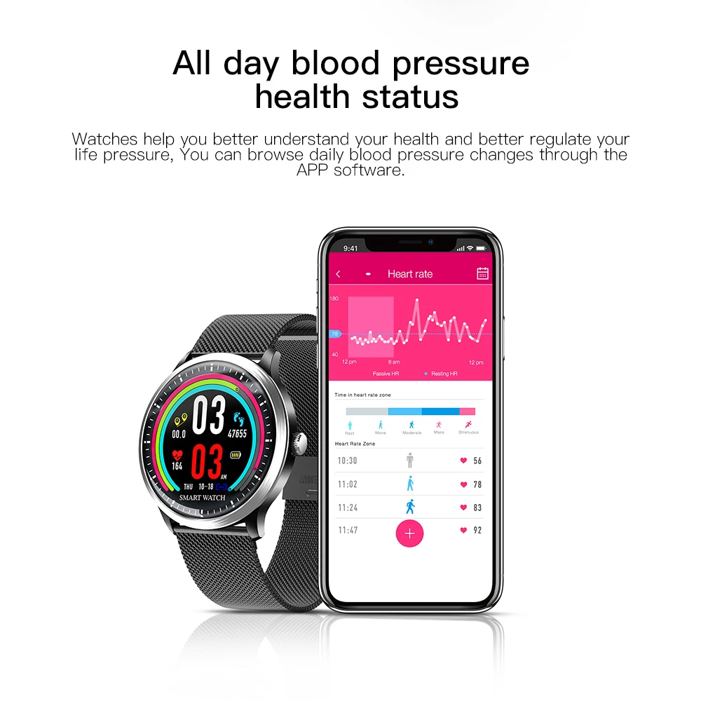 2020 Vyrų smart watch vyrų IP68 vandeniui Pranešimą stumti Širdies ritmo monitorius Fitness tracker Vyrų Sporto smartwatch 