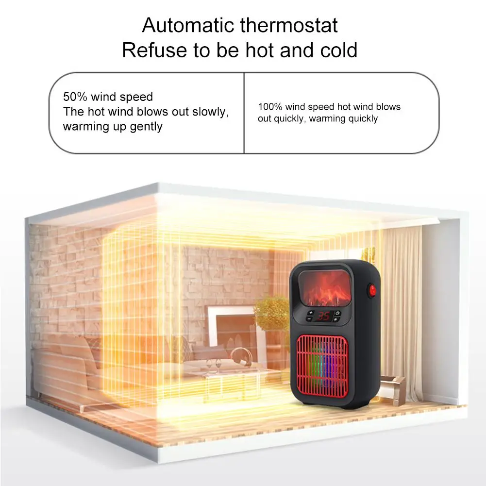 Žiemos mini elektrinė viryklė, šildomos 3D modeliavimas liepsna šildytuvas 900W keramikos šildytuvo temperatūra reguliuojama namų šildytuvas