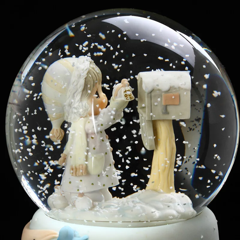 Mergina pašto dėžutę atvirukas music box round crystal ball prisukamas žaislas amatų namų dekoracijas mergina dovanos