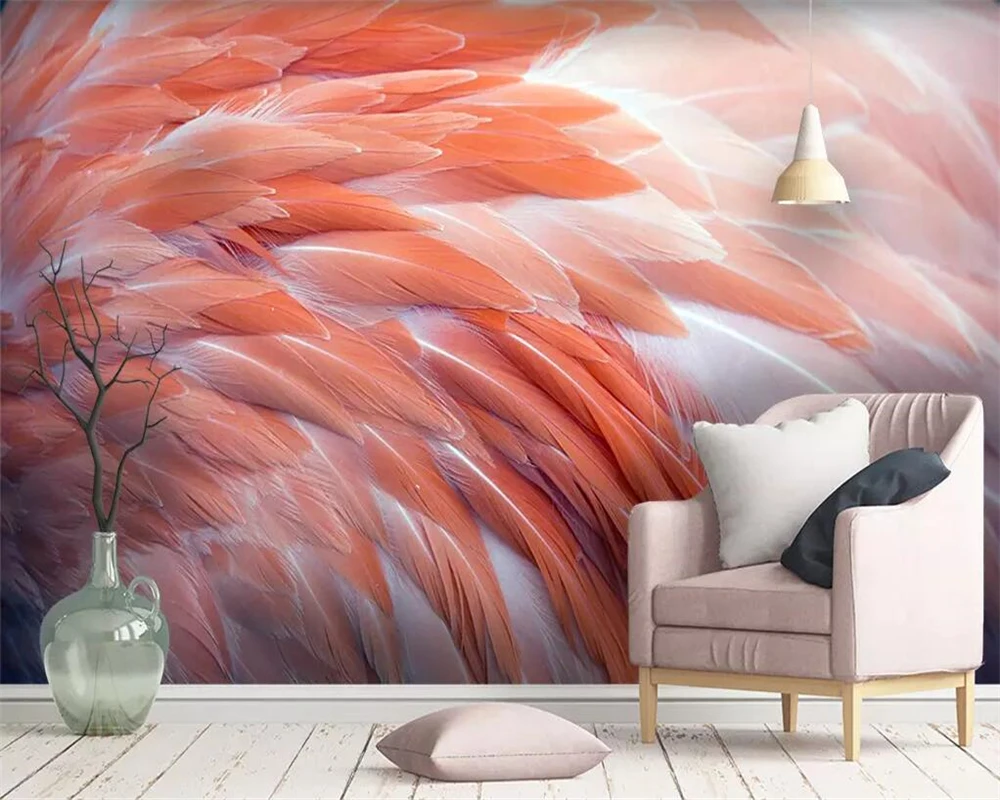 Beibehang Užsakymą tapetai HD Šiaurės flamingo plunksnų kambarį, miegamąjį, TV foną, sienos, namo apdailos freskomis 3d tapetai