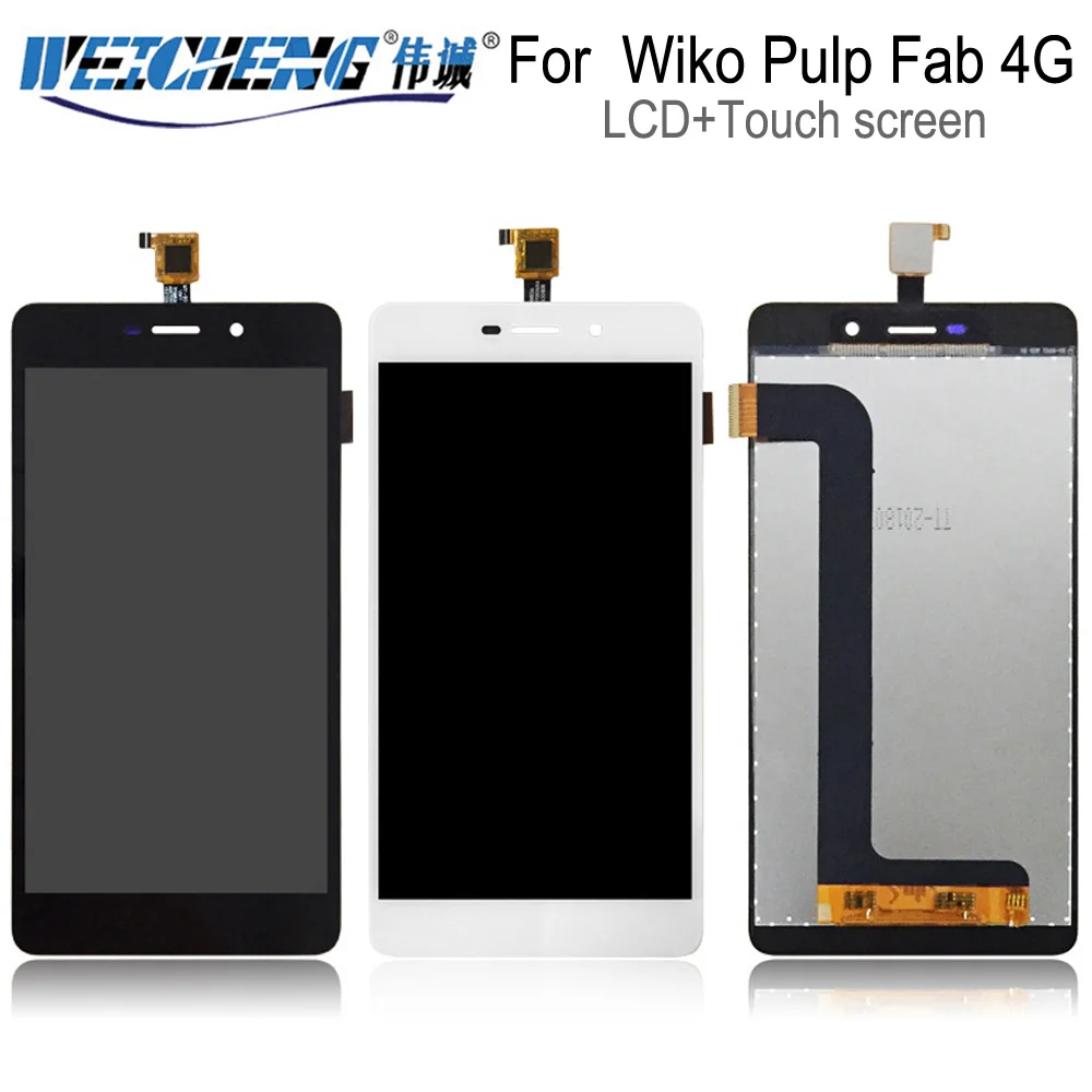 WEICHENG Juoda/Balta Wiko Plaušienos Fab 4G LCD +Touch Ekranas Asamblėjos Celiuliozės Fab 4G lcd skaitmeninis keitiklis Jutiklis +nemokamas įrankiai