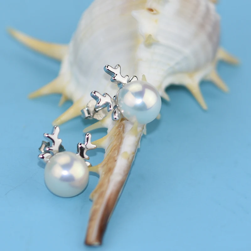 YIKALAISI 925 sterlingas Sidabro Papuošalai Moterims, Naujas Mados Briedžių pearl Stud Auskarai Natūralių Gėlavandenių Perlų papuošalai