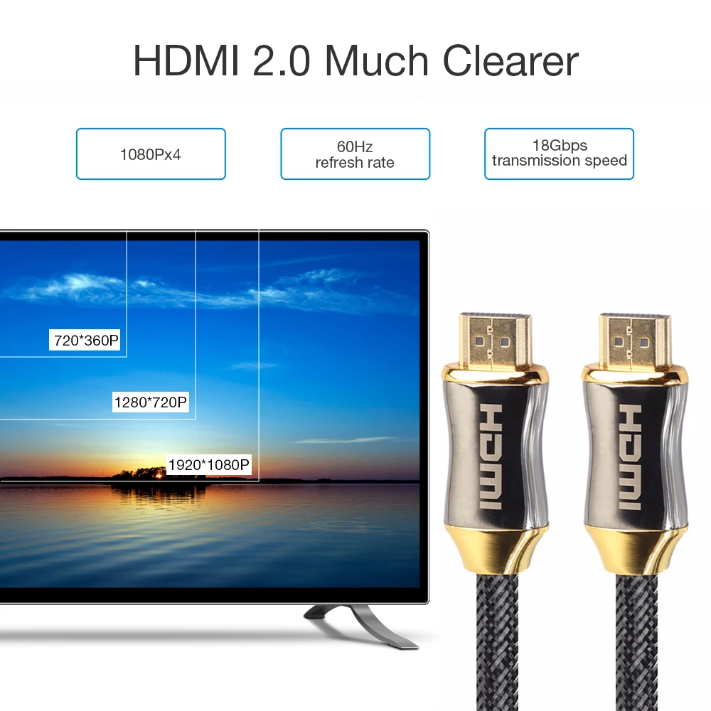 DZLST HDMI Kabelis 4K Ultra HD 60 HZ Vyrų vyrų Aukštos Kokybės Auksu bendras Pintas Kabelis, Skirtas HD TELEVIZIJOS Projektorius Hdmi 2.0 Kabelis