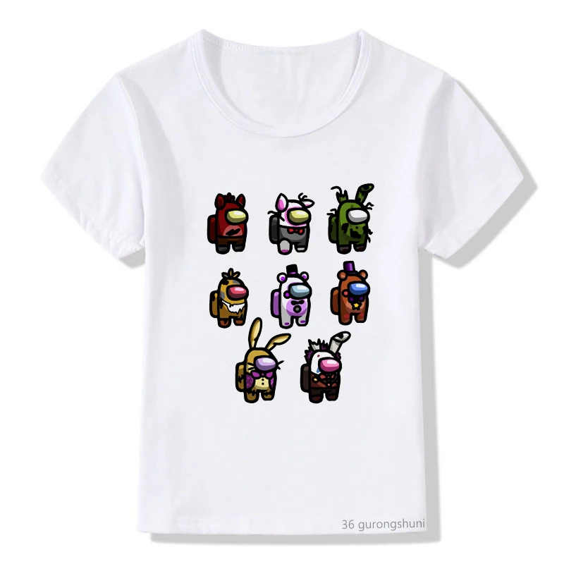 Penkių Naktų Lokys animacinių filmų spausdinimo vaikų marškinėliai įdomus vaikams marškinėlius vasaros baltos shortsleeved viršūnes estetinės mergaičių marškinėliai