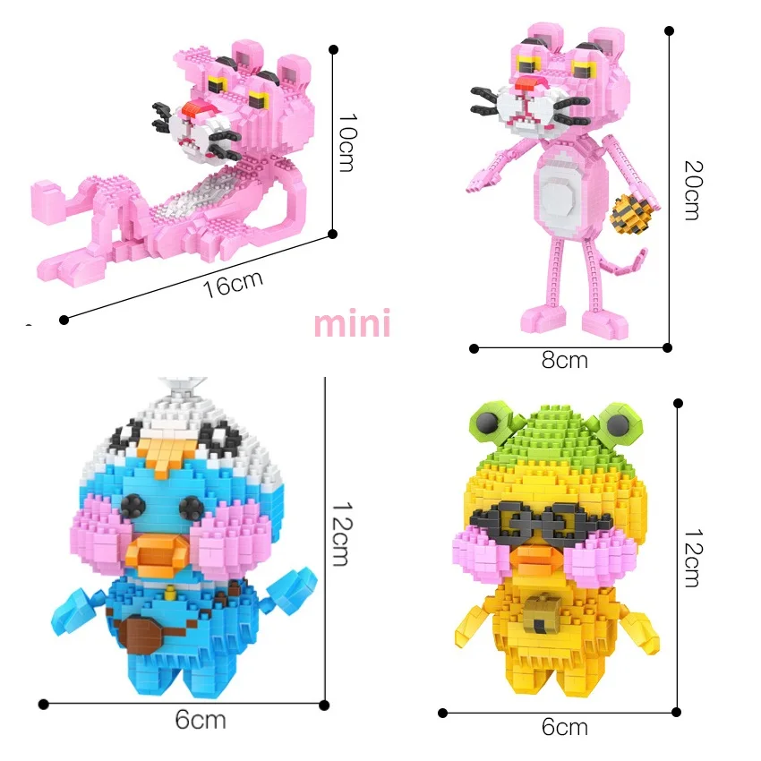 Plastikiniai Mini Blokai Mielas Pink Panther Modelis DUDUDUCK Aukcioną Paveikslas Animacinių filmų Antis Brinquedos Vaikams, Žaislai Mergaitėms, Dovanos
