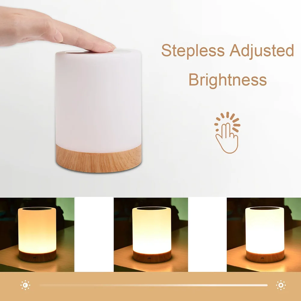 Miegamasis Spalvotų USB LED Spalvinga Lempa Stalo Atmosferą Pritemdomi Namų Dekoro Nešiojamų Naktį Šviesos Touch Kontrolės Dovana Medienos Grūdų