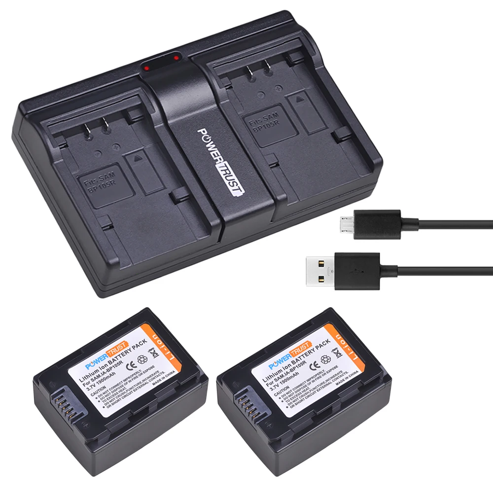 2VNT IA-BP105R BP105R IA-BP210R Li-ion Baterija+USB Dual Channel Įkroviklis, skirtas SAMSUNG SMX-F500 F501 F530 HMX-F900 F910 F920 H320