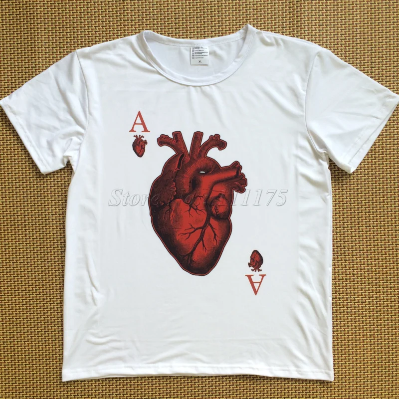Nauja siunta 2019 vyrų mados dizaineris širdies pokerio t-shirt Harajuku juokinga tee marškinėliai Hipster O-kaklo kietas viršūnes