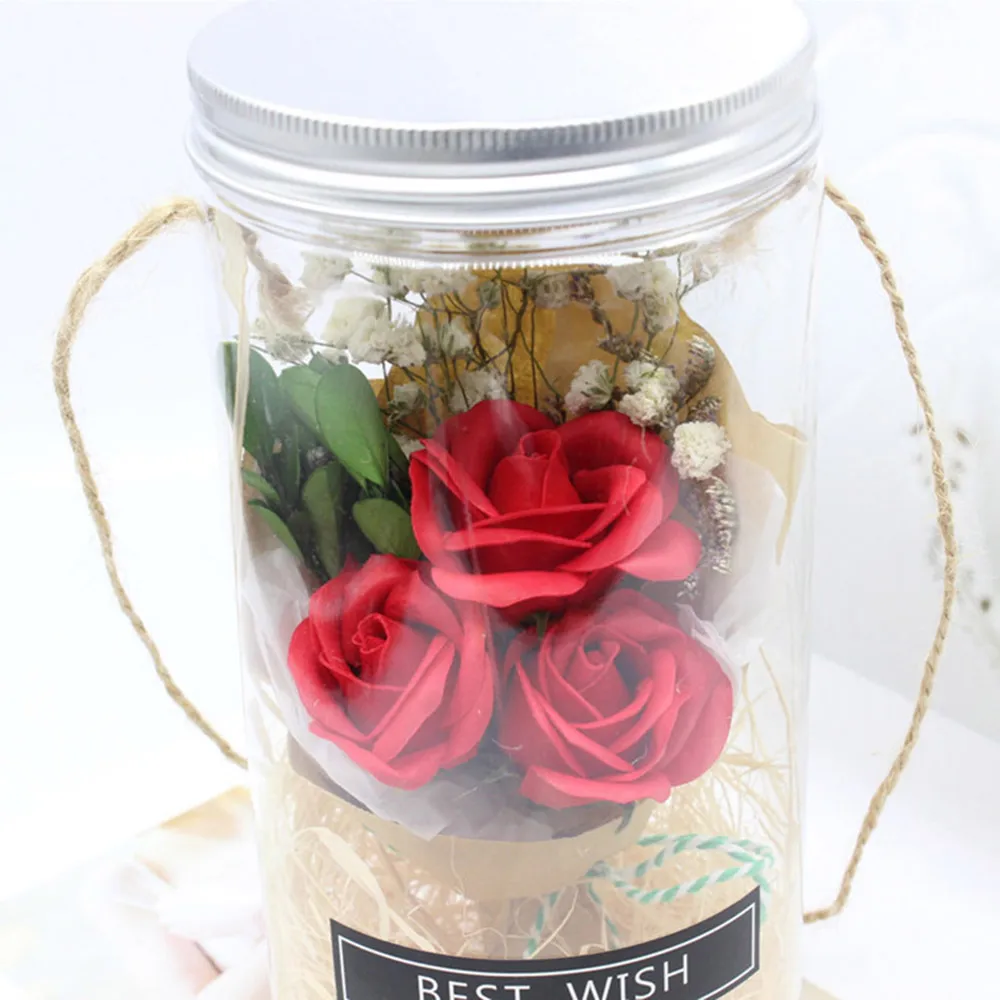 Valentino Dienos Dovana Aromaterapija Muilas Rožė LED Muilo Gėlių Plastikinių Butelių Vestuvių Dirbtinių Gėlių Motinos Diena Dovana