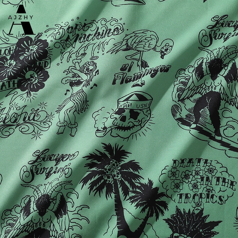 2020 Mados Ilgomis Rankovėmis Vyrams Marškinėliai Atsitiktinis Streetwear Hip-Hop Havajų Marškinėliai Derliaus Spausdinti Gėlė Kišenėje Kaukolė Suknelė Marškiniai