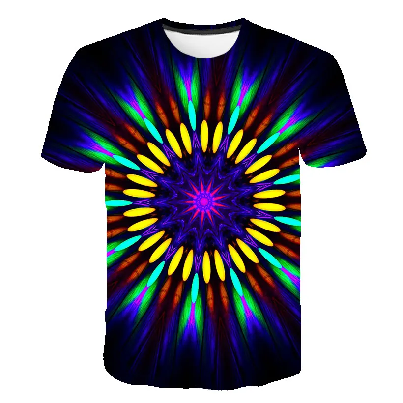 Vyriški T-shirt 3D spausdinimo atsitiktinis mados stilius apvalios kaklo kaleidoscope spalvinga vietoje spalvos naujas cool vasaros dangaus spalvos 2020 m.