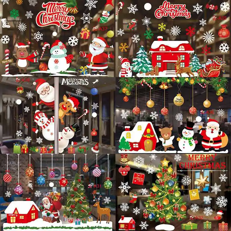 Nuimamu Linksmų Kalėdų Lango Lipdukas Kalėdinė Dekoracija Namuose PVC Sienų Lipduko Navidad 