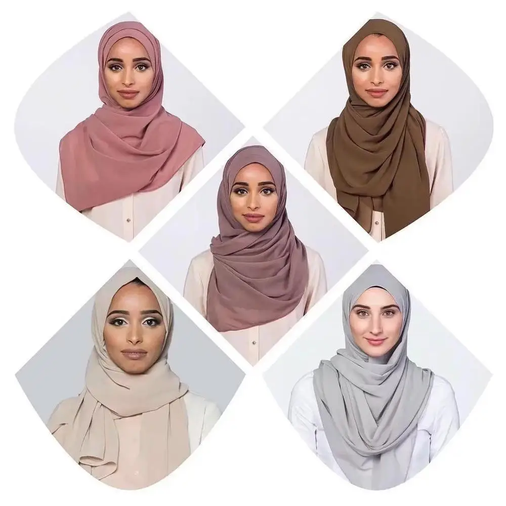 Moterų Paprastas Burbulas Šifono Skara/Šalikai Hijabs Musulmonų Hijabs Turbaną Lankelis Medžiaga Wrap Vientisų Spalvų Skaros, Lankelis Skara
