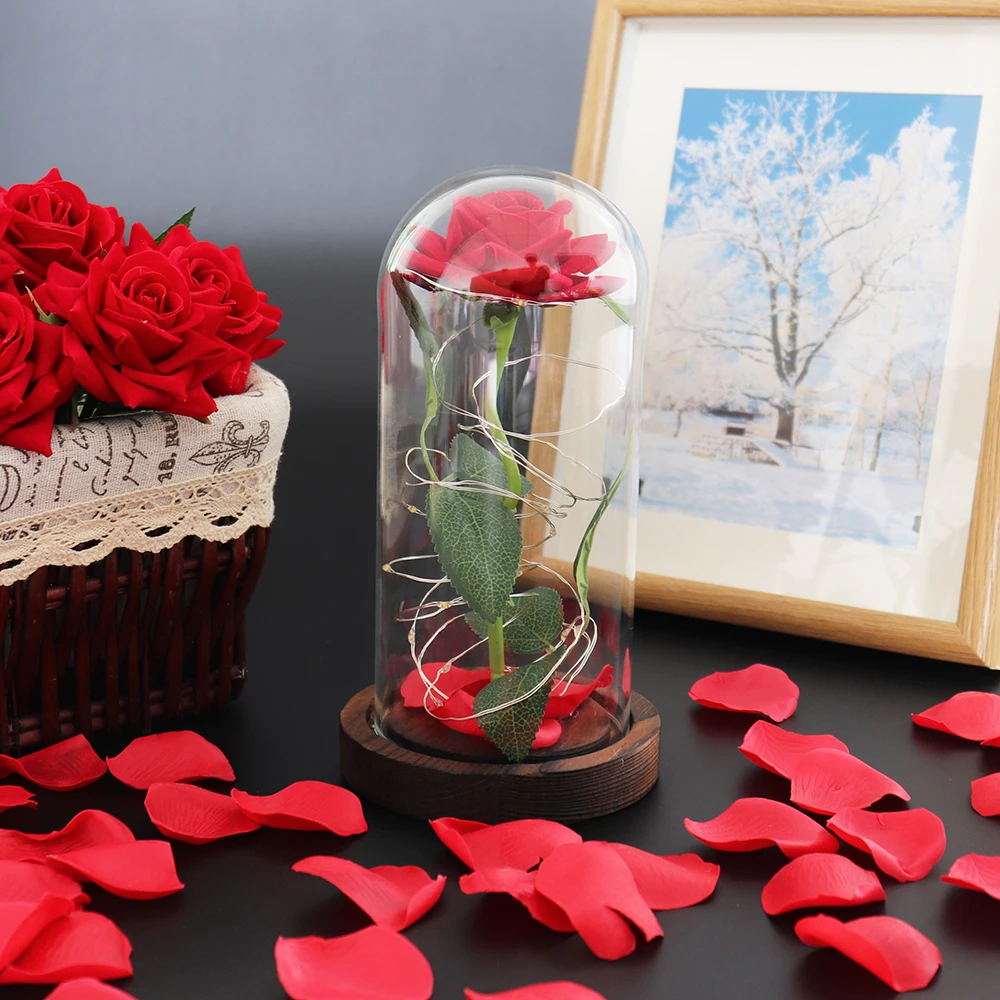 Rose LED Amžinąjį Dirbtinės Gėlės Valentino Dieną Puošimas, Vestuvių Papuošimai Namų Dekoro Vestuvių Dovanos Svečiams Nuotakos Dušas