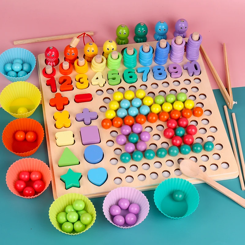 Karoliukų Žaidimas Montessori ankstyvoje Vaikystėje Vaikams, Mediniai Įrašą Rutulio Įspūdį Tėvų-vaikų Interaktyvus Žaislas Vaikams Dovanų Švietimo Dovana