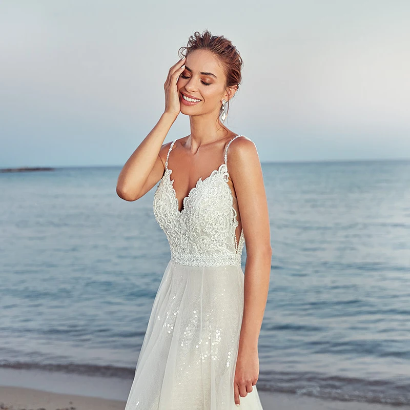 Chalatas de mariee Naują atvykimo 2020 metų Vasaros Paplūdimio Vestuvių Suknelė su Dirželiais Balta Atvira nugara Vestuvių Suknelės Vestige De Noiva