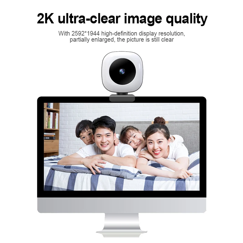 2K HD Kameros Vaizdo įrašą Internete Tyrimą CMOS Web Kamera su Užpildykite Šviesa Mokymo Konferencija USB Mikrofonas PC Kompiuterį, Fotoaparatą, Nešiojamąjį kompiuterį