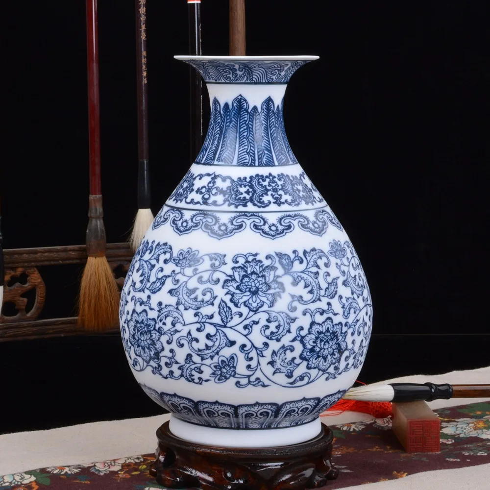 Mėlynos ir Baltos Trapus Porceliano Vazos Blokavimo Gėlių Keramikos Vaza, Rankų darbo Namų Puošybai Jingdezhen Gėlių Vazos