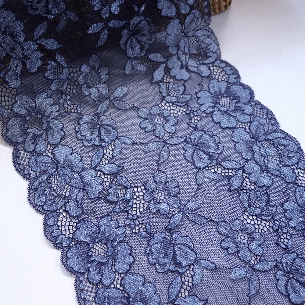 2yards 22.5 cm elastinga nėrinių apdaila Tamsiai Mėlyna Ruožas nėriniai apdailos drabužis, aksesuaras 